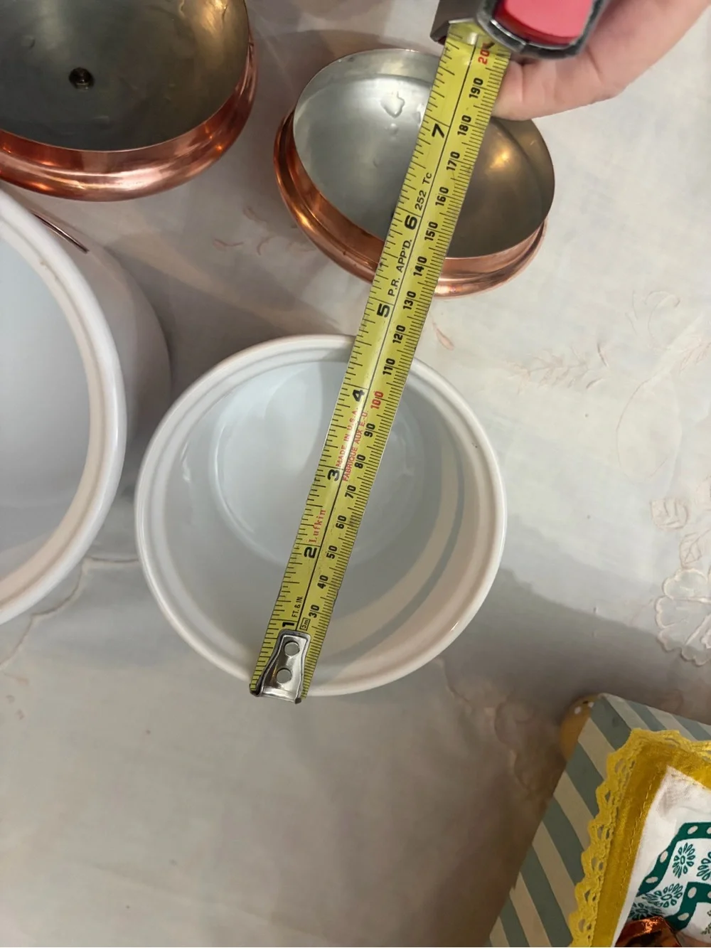 White Ceramic Kitchen Canister Set with Copper Lids - Picture 5 of 12